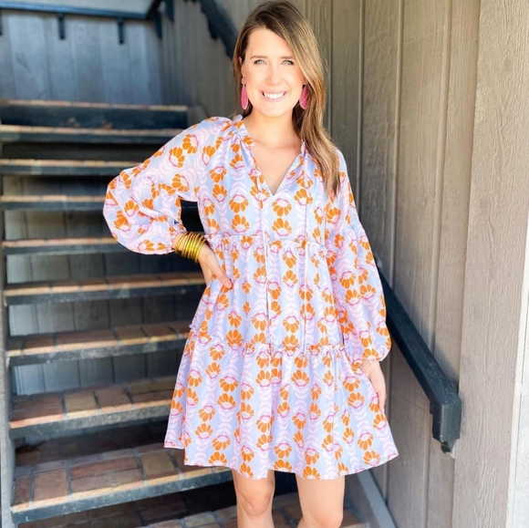 NEW J.MARIE Orange Floral Tiered Dress - Picture 3 of 8